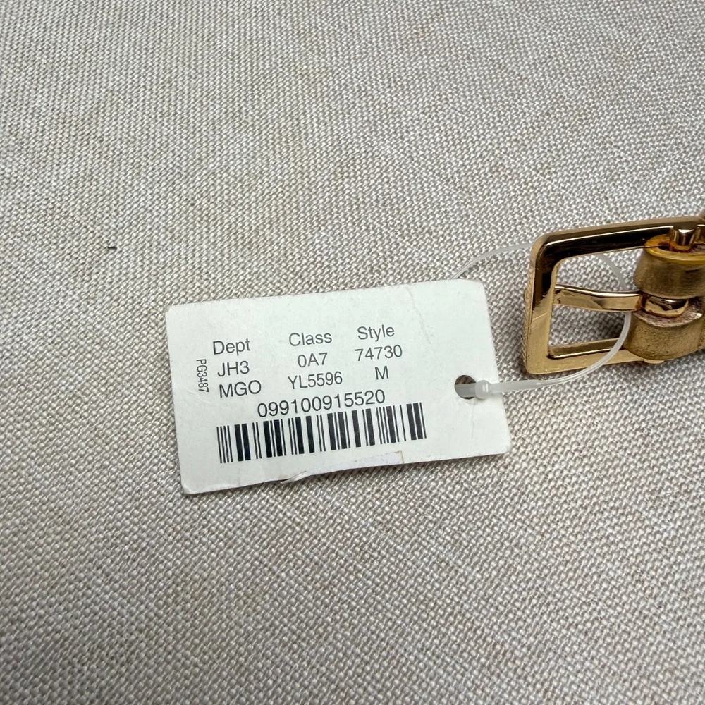 J. Crew Factory Gold Leather Skinny Belt Size M NWT - Picture 3 of 8